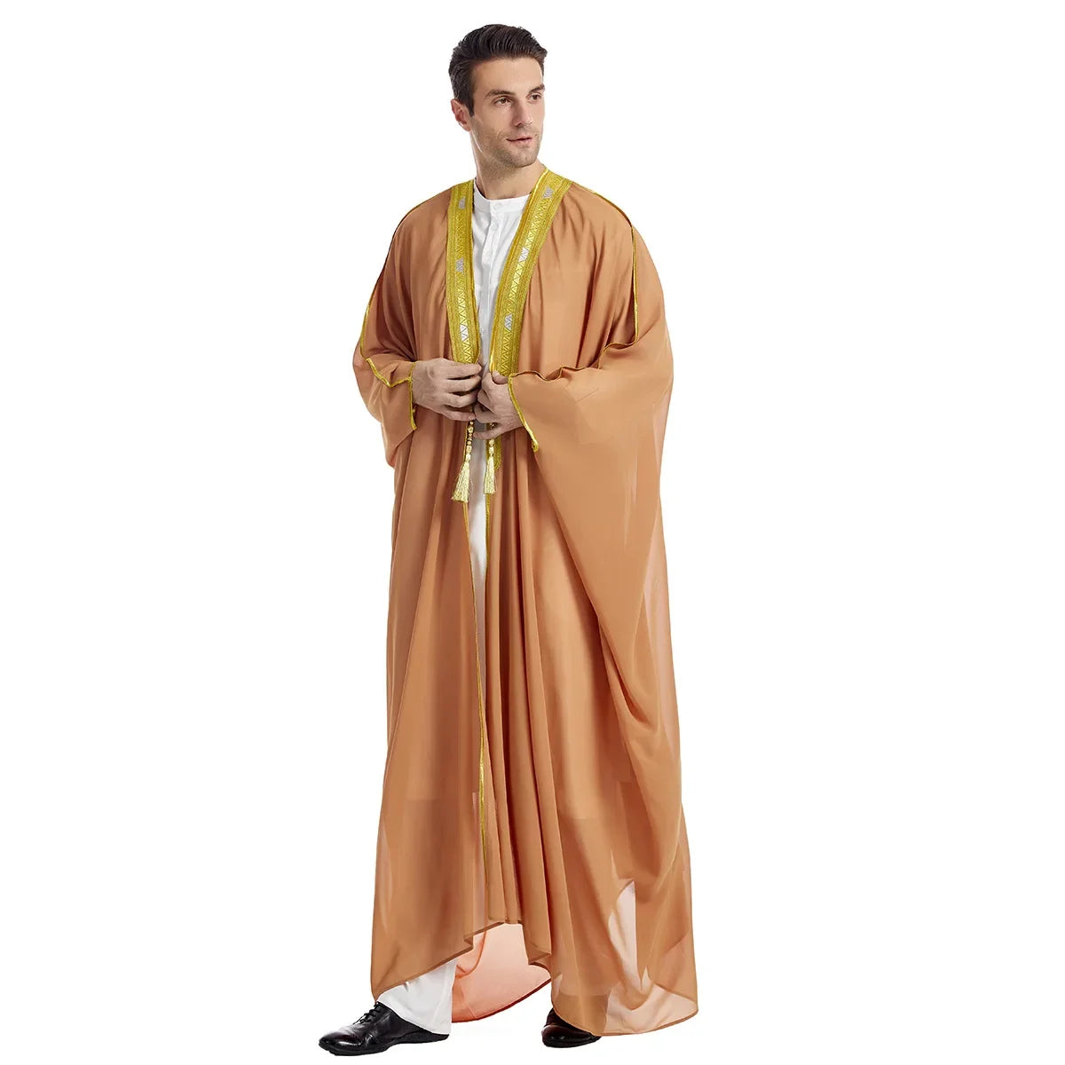 Islamic Clothing Men Robe Arabic Costumes Kaftan Muslim Man Moroccan Casual Long Dress Striped Middle East National Costume
