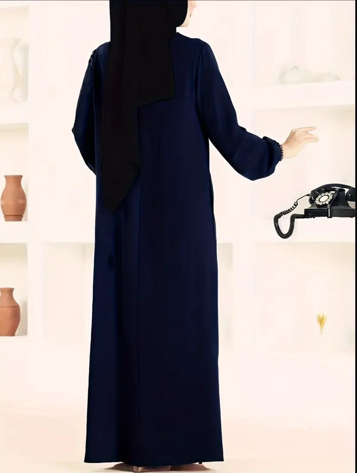 Vintage-Inspired Middle Eastern Loose-Fit Maxi Dress – Round Neck, Tummy-Covering Design