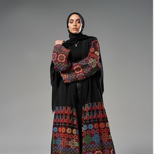 Elegant Embroidered Abaya, Cardigan