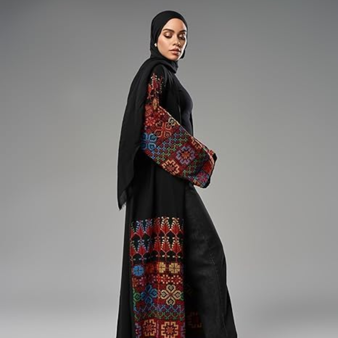 Elegant Embroidered Abaya, Cardigan