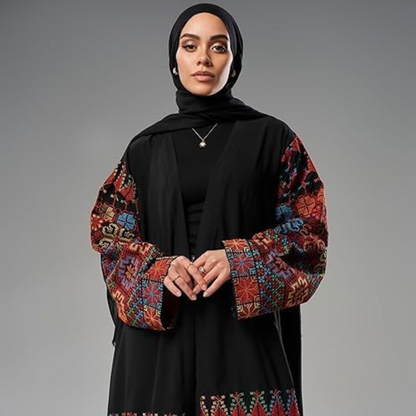 Elegant Embroidered Abaya, Cardigan