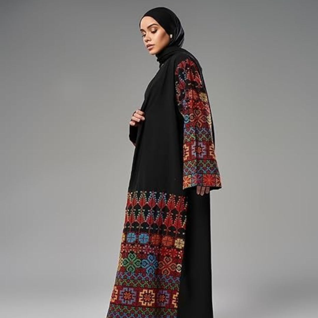 Elegant Embroidered Abaya, Cardigan