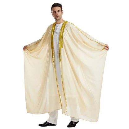 Islamic Clothing Men Robe Arabic Costumes Kaftan Muslim Man Moroccan Casual Long Dress Striped Middle East National Costume