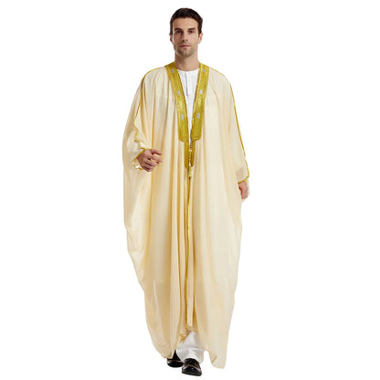 Islamic Clothing Men Robe Arabic Costumes Kaftan Muslim Man Moroccan Casual Long Dress Striped Middle East National Costume