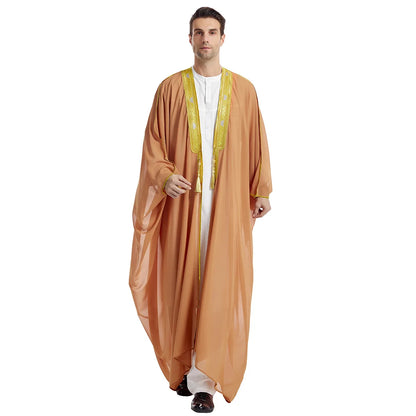 Islamic Clothing Men Robe Arabic Costumes Kaftan Muslim Man Moroccan Casual Long Dress Striped Middle East National Costume