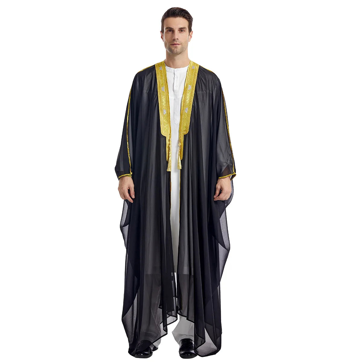 Islamic Clothing Men Robe Arabic Costumes Kaftan Muslim Man Moroccan Casual Long Dress Striped Middle East National Costume