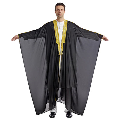Islamic Clothing Men Robe Arabic Costumes Kaftan Muslim Man Moroccan Casual Long Dress Striped Middle East National Costume