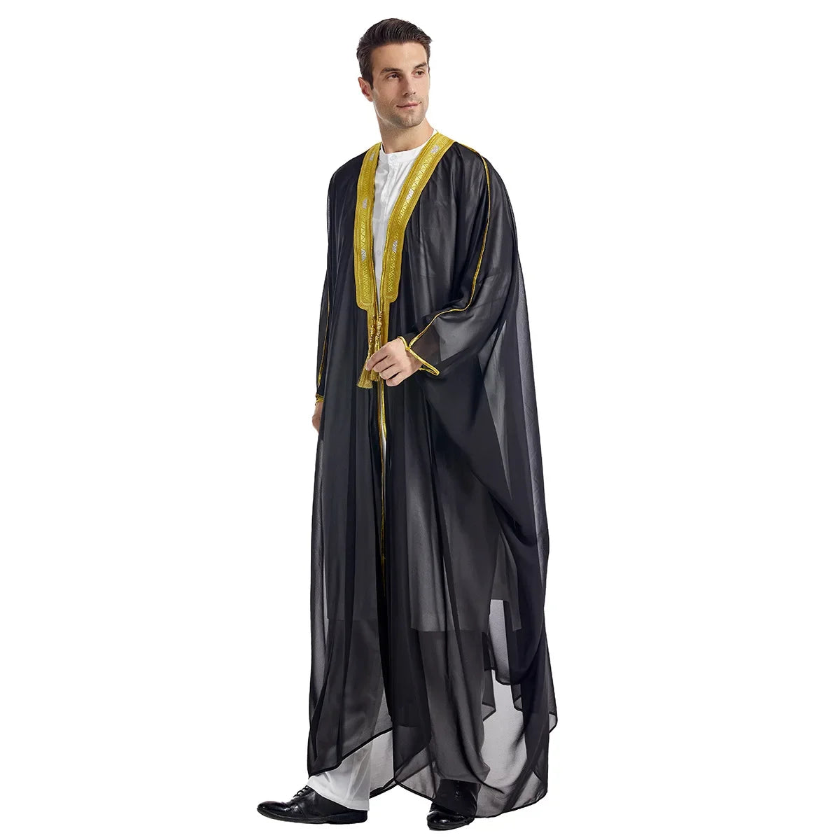 Islamic Clothing Men Robe Arabic Costumes Kaftan Muslim Man Moroccan Casual Long Dress Striped Middle East National Costume