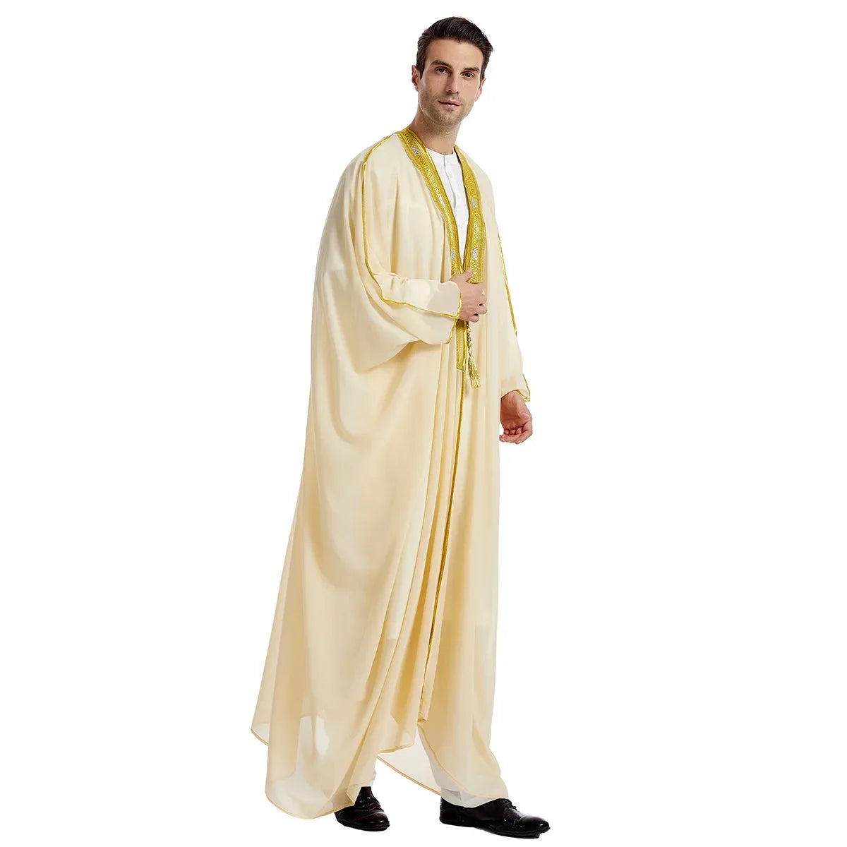 Islamic Clothing Men Robe Arabic Costumes Kaftan Muslim Man Moroccan Casual Long Dress Striped Middle East National Costume