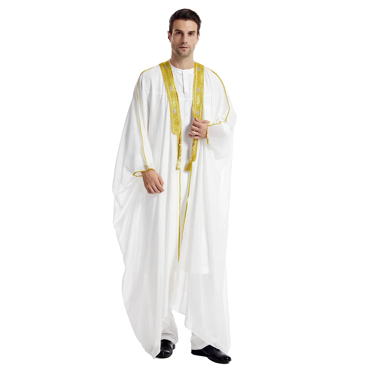 Islamic Clothing Men Robe Arabic Costumes Kaftan Muslim Man Moroccan Casual Long Dress Striped Middle East National Costume