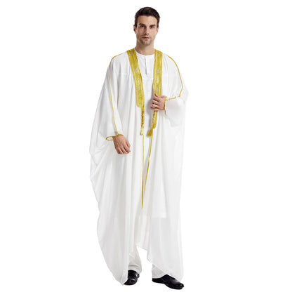 Islamic Clothing Men Robe Arabic Costumes Kaftan Muslim Man Moroccan Casual Long Dress Striped Middle East National Costume