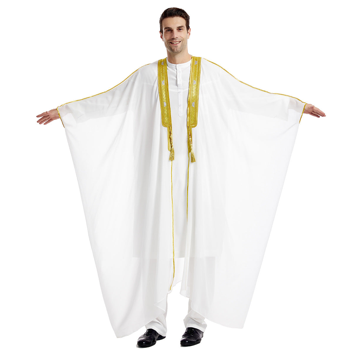 Islamic Clothing Men Robe Arabic Costumes Kaftan Muslim Man Moroccan Casual Long Dress Striped Middle East National Costume