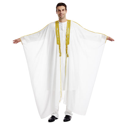 Islamic Clothing Men Robe Arabic Costumes Kaftan Muslim Man Moroccan Casual Long Dress Striped Middle East National Costume