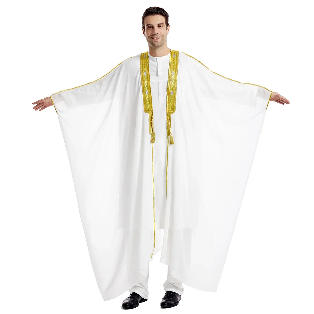 Islamic Clothing Men Robe Arabic Costumes Kaftan Muslim Man Moroccan Casual Long Dress Striped Middle East National Costume