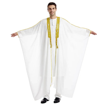 Islamic Clothing Men Robe Arabic Costumes Kaftan Muslim Man Moroccan Casual Long Dress Striped Middle East National Costume