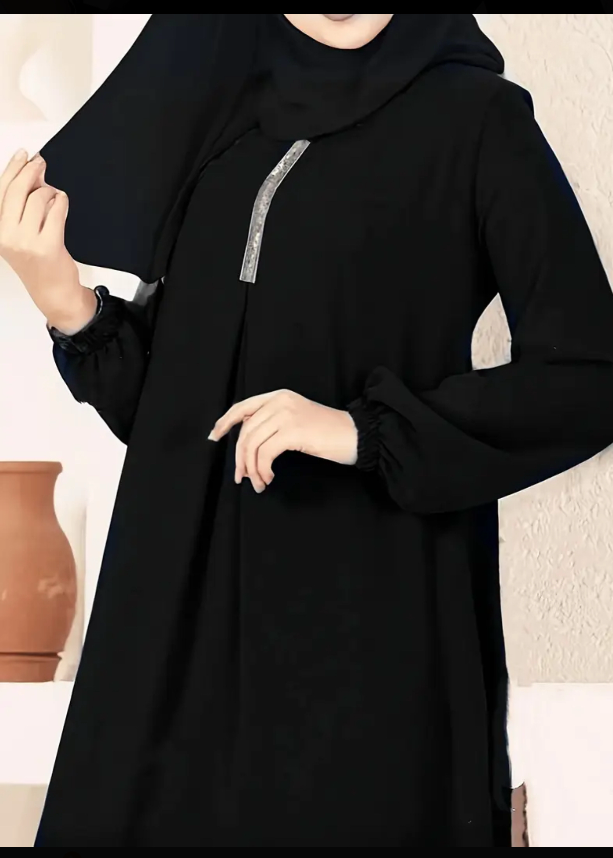Vintage-Inspired Middle Eastern Loose-Fit Maxi Dress – Round Neck, Tummy-Covering Design