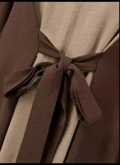 Elegant Lantern-Sleeve Casual Belted Dress