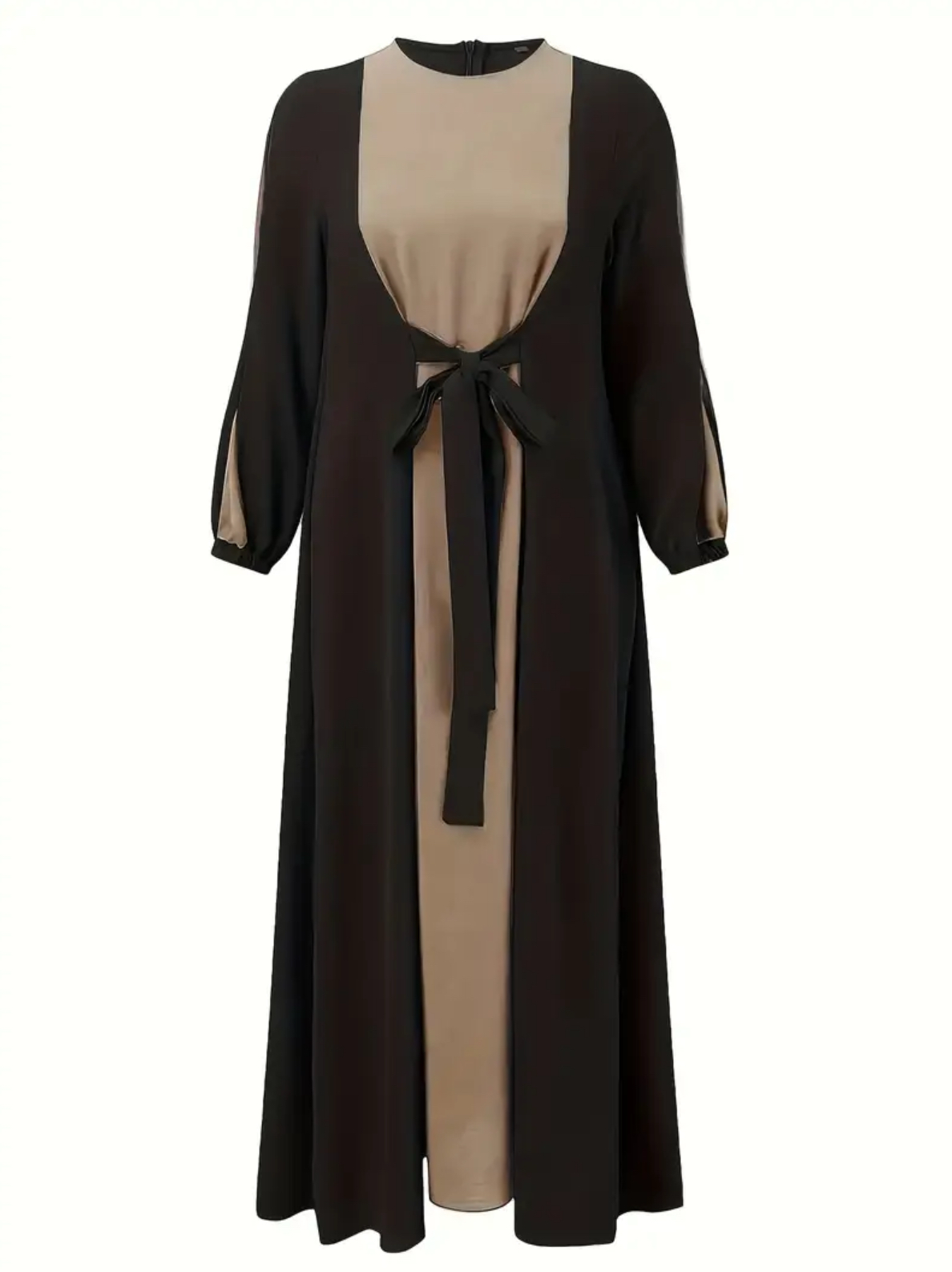 Elegant Lantern-Sleeve Casual Belted Dress