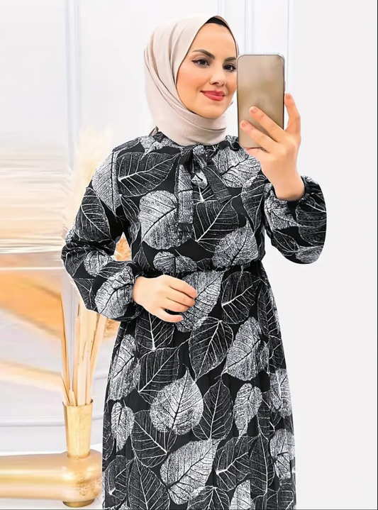 Elegant Black Middle Eastern-Inspired Abaya Dress