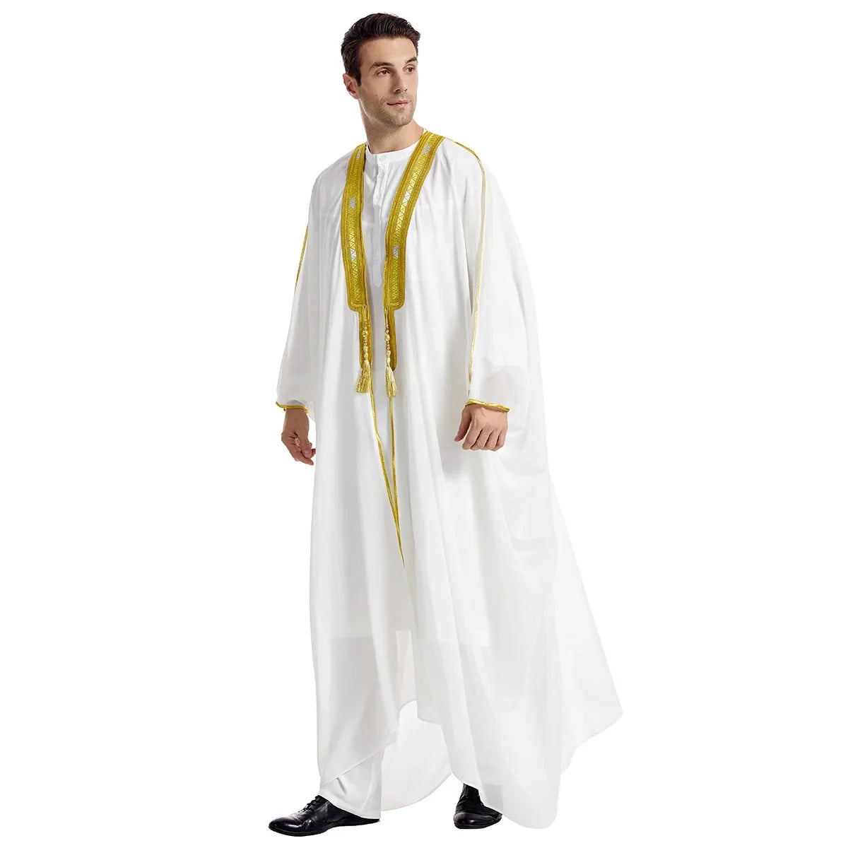 Islamic Clothing Men Robe Arabic Costumes Kaftan Muslim Man Moroccan Casual Long Dress Striped Middle East National Costume