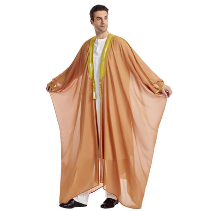 Islamic Clothing Men Robe Arabic Costumes Kaftan Muslim Man Moroccan Casual Long Dress Striped Middle East National Costume